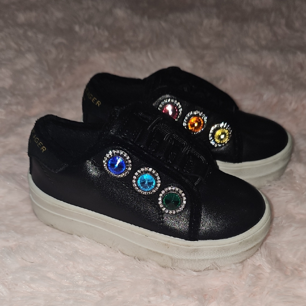Kurt Geiger Kids Black Sneakers with Multicolor Gemstones